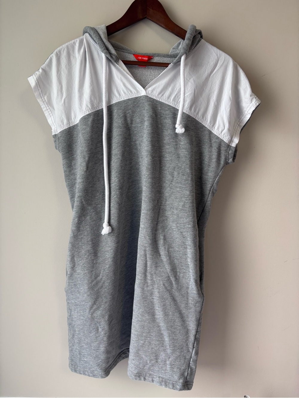Joe Fresh Gray & White Hooded Tunic Dress